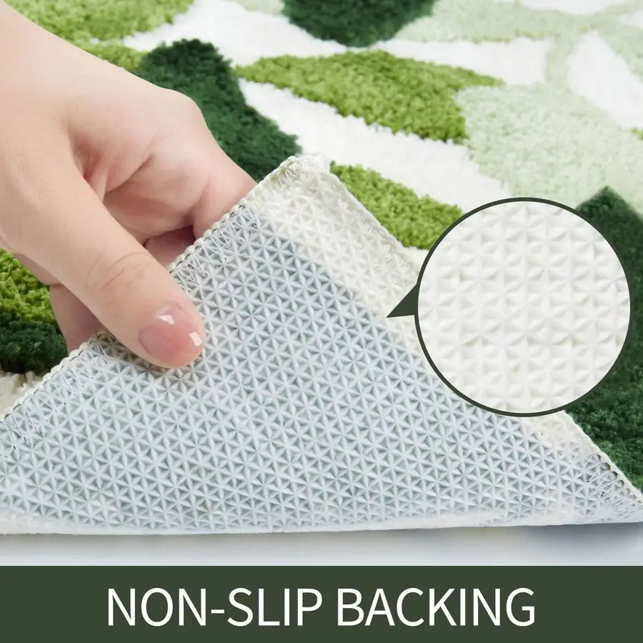 2-Piece Non Slip Bathroom Rug Set Water Absorbent Microfiber Machine-Washable