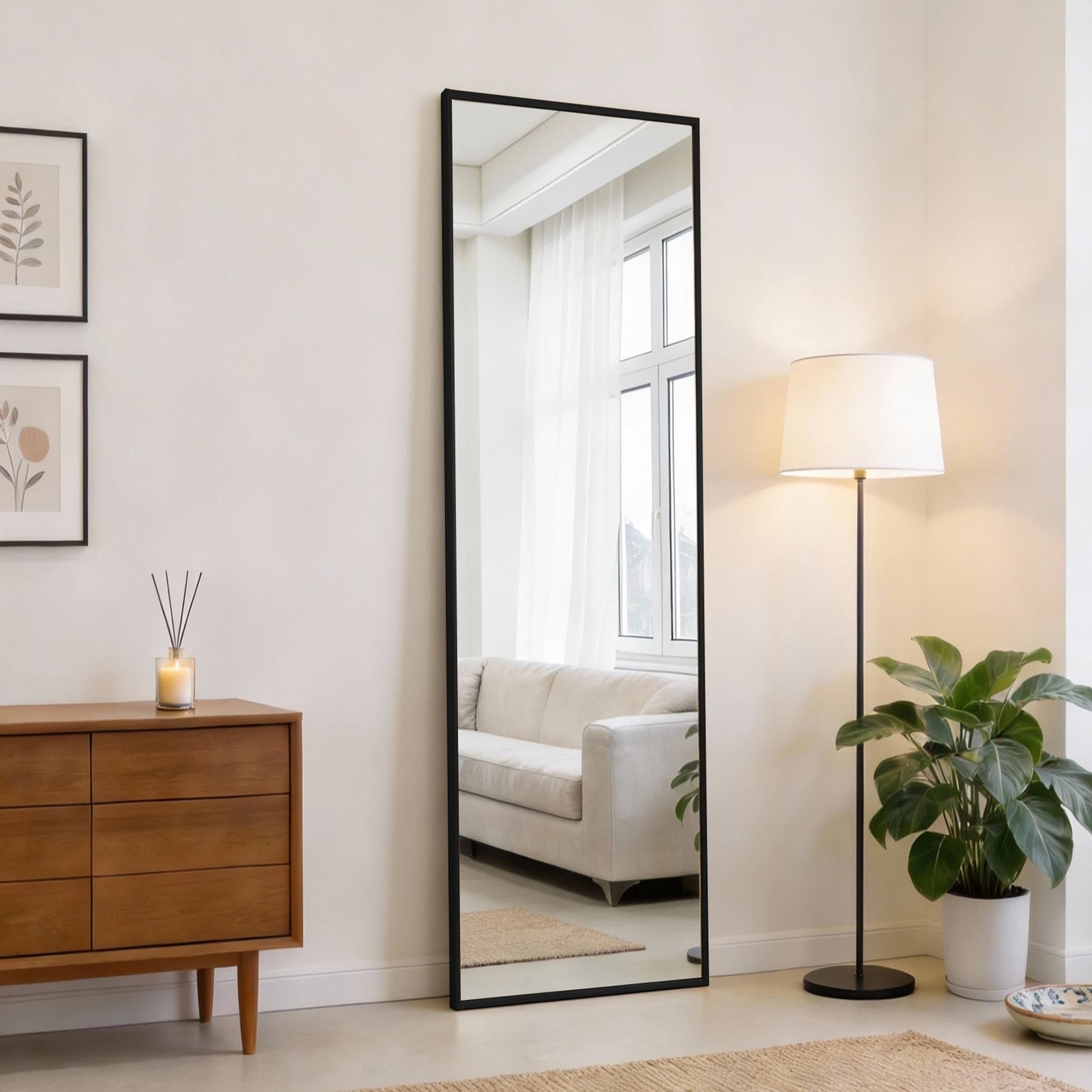 JHK Full Length Standing Wall Mirror Aluminum Frame Living Room