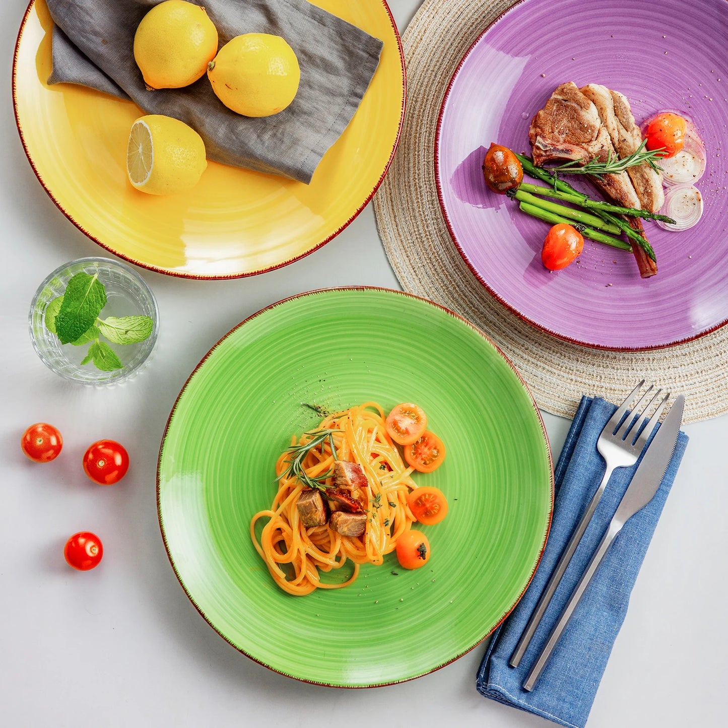Malacasa Hand Painted Six Piece Rustic Dinner Plate Set