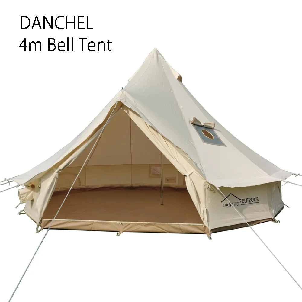 DANCHEL Outdoor B5 Waterproof Cotton Canvas Bell Tent with Stove Jacket on the roof size 4m 5m 6m for family tent