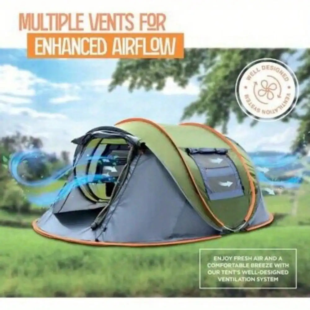 Pop Up Camping Tent 4 Person 2 Doors UPF50 Waterproof