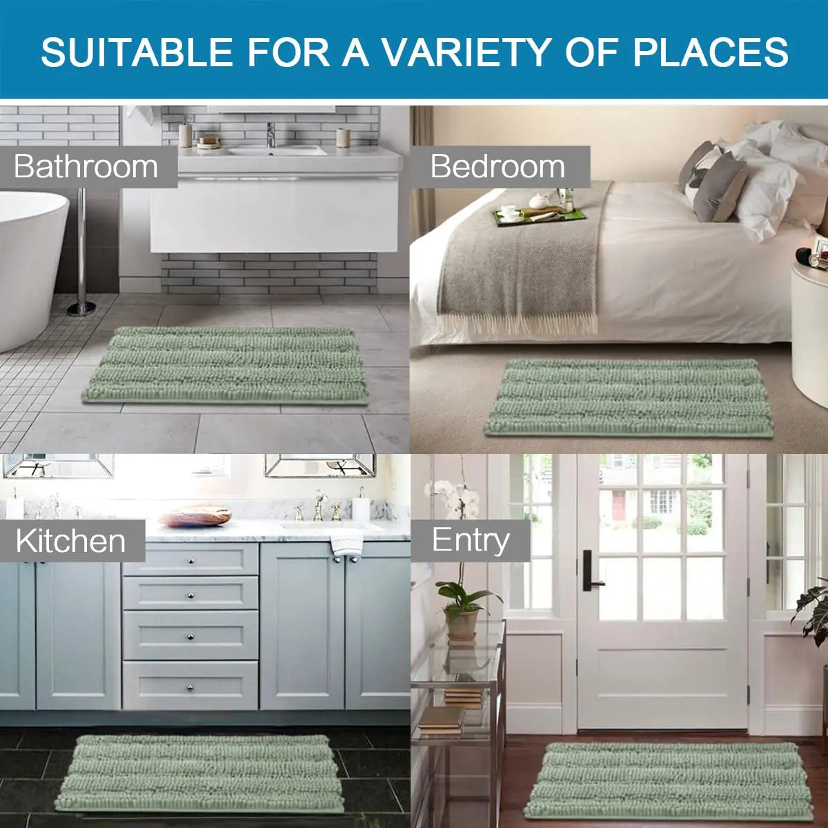ZUIDIDCN Chenille Bathroom Rug Set Anti Slip
