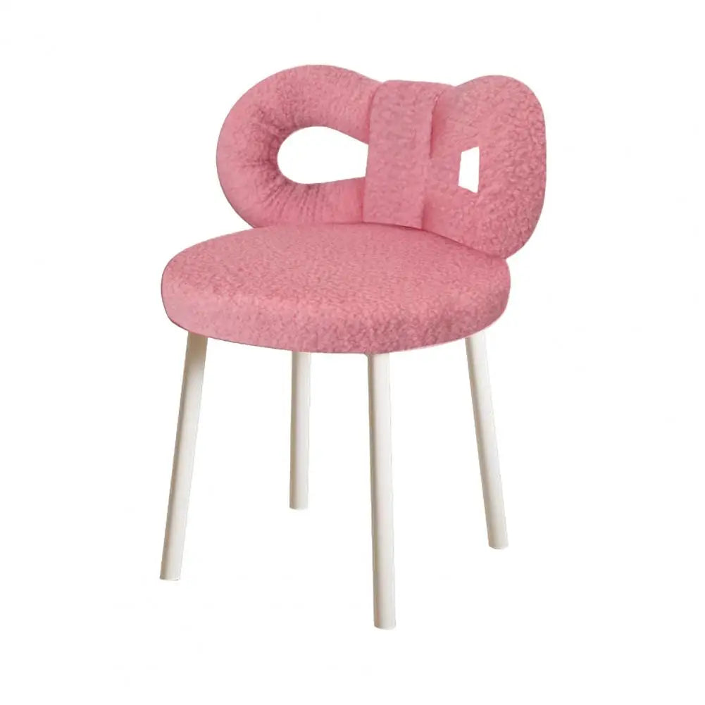 Vanity Stool With Bowknot Backrest Armless Makeup Chair For Dressing