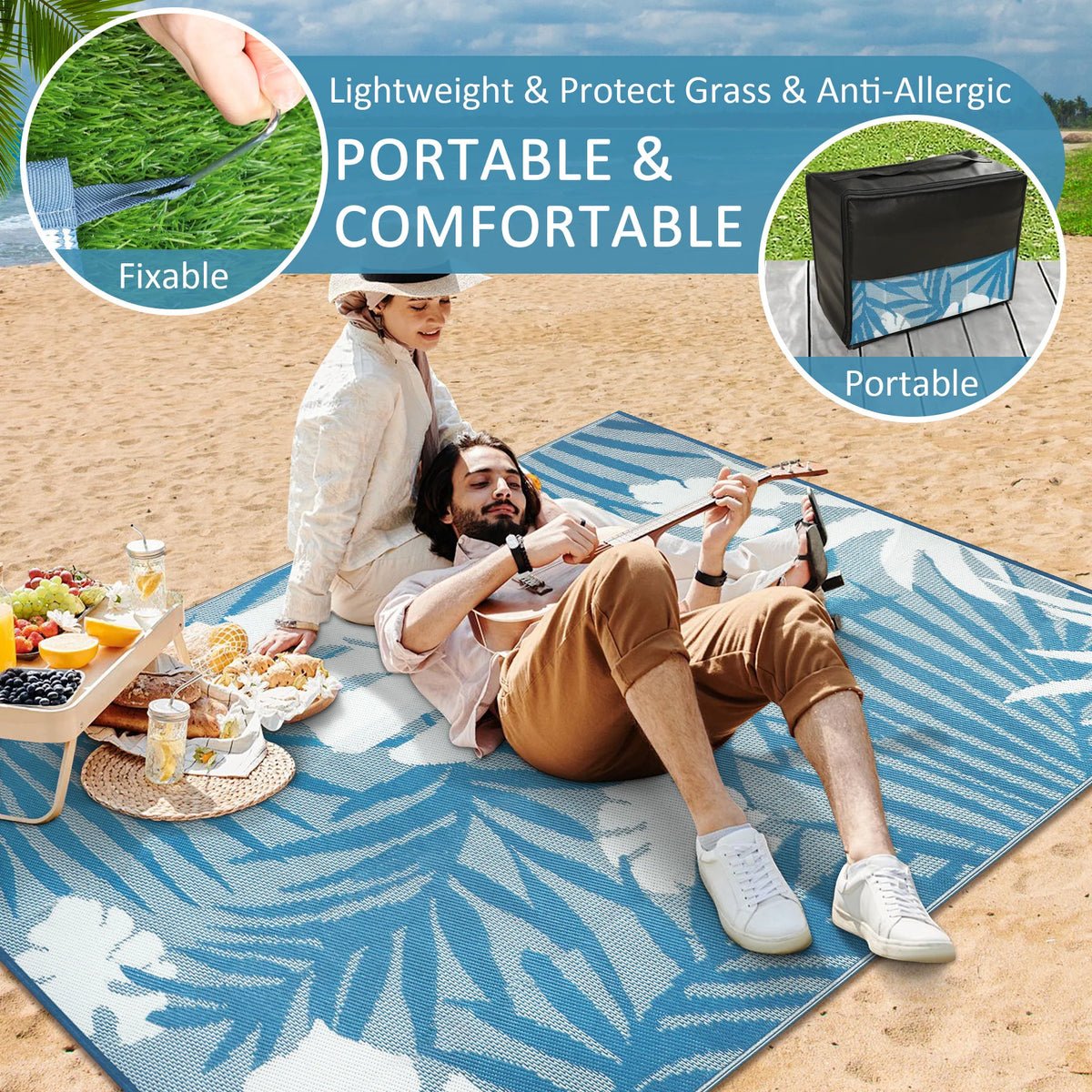 Waterproof Recycled Plastic Indoor Outdoor Rug for Patio and Camping