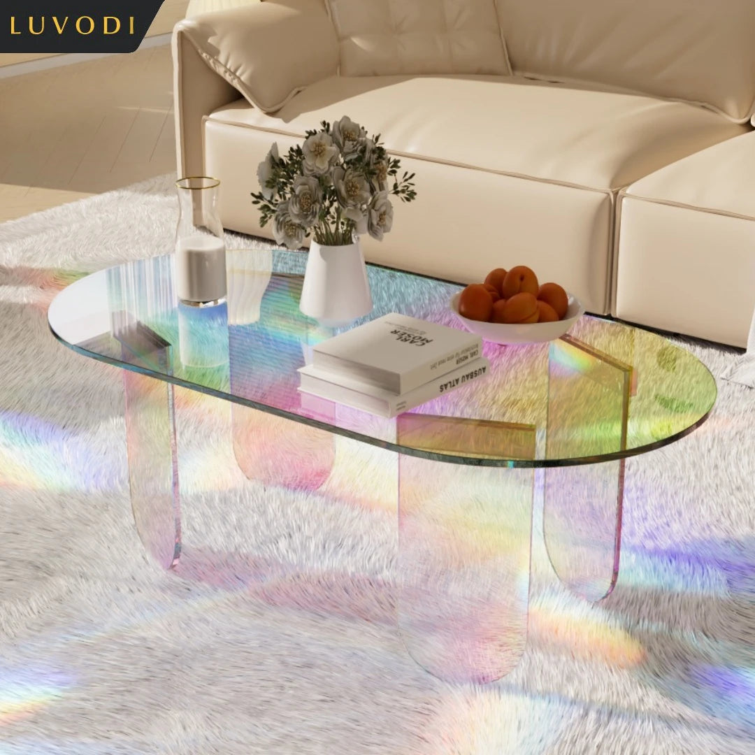 LUVODI Shatterproof Acrylic Coffee Table for Modern Living Rooms