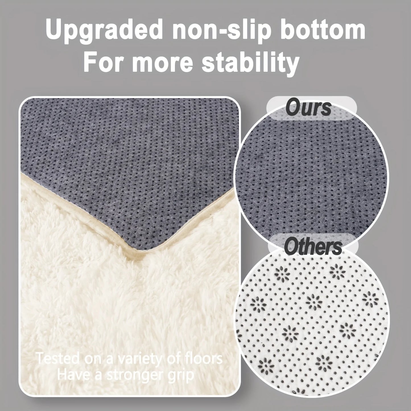 Off White Soft Shaggy Non Slip Rug For Living Room
