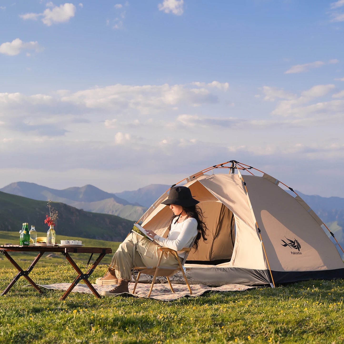 Pakicetus Instant Golden Tent Sun Rain Shelter Beach Camping