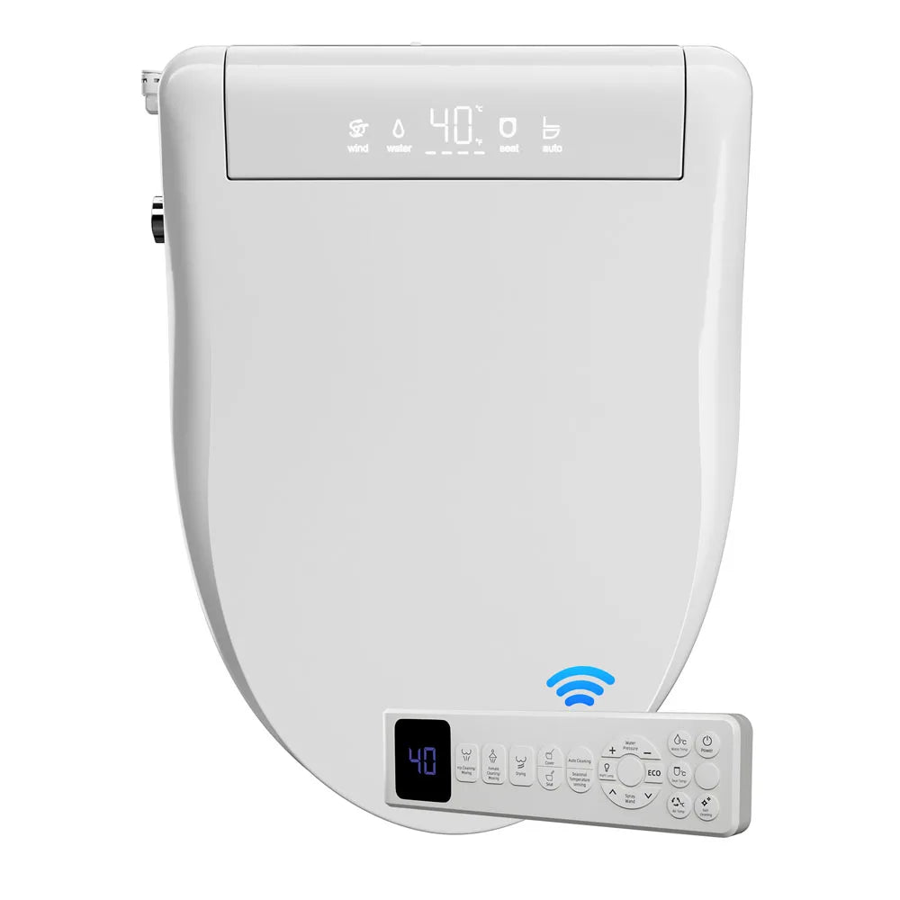 Smart Toilet Seat Bidet For Bathroom Fixtures Heated Seat Slow Close Bidet Warm Water Dryer Rear Front Wash with Remote Control