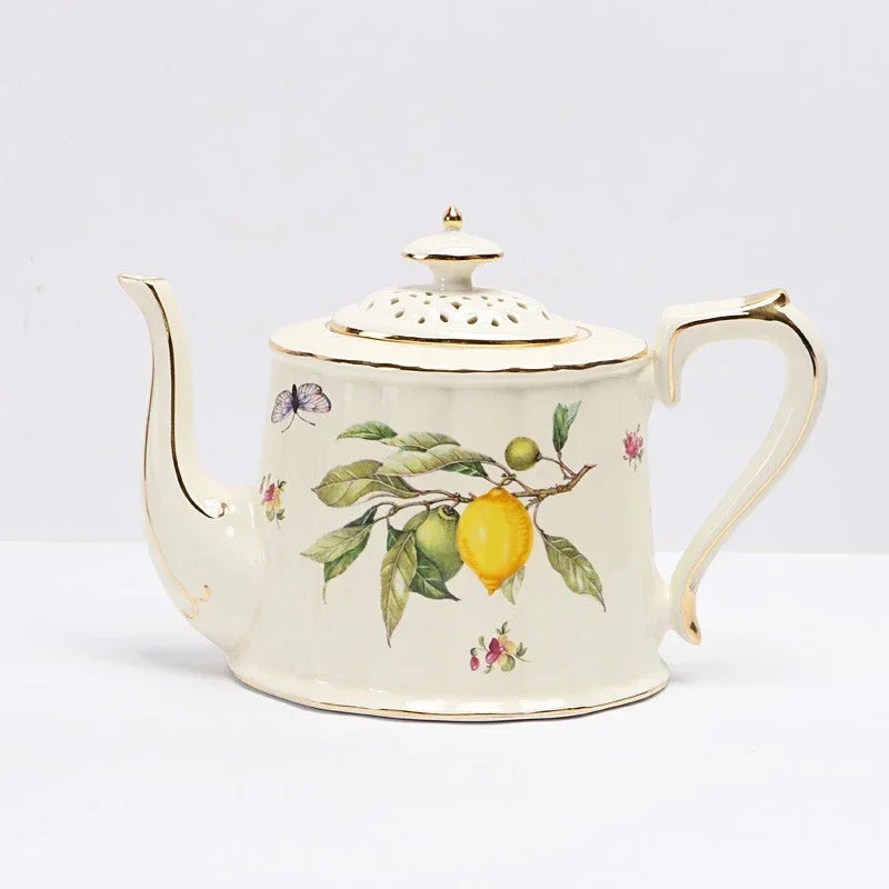 European Style Ceramic Dinner Plate Elegant Lemon Pattern