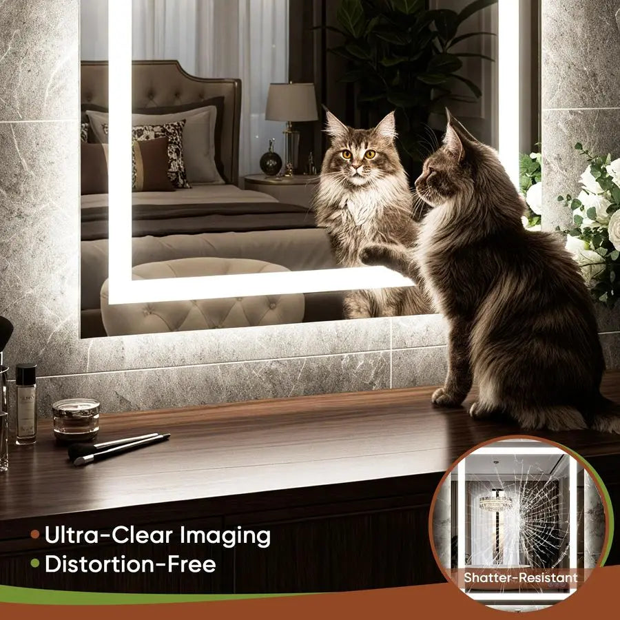 LED Bathroom Mirror With Front And Back Lighting Dimmable