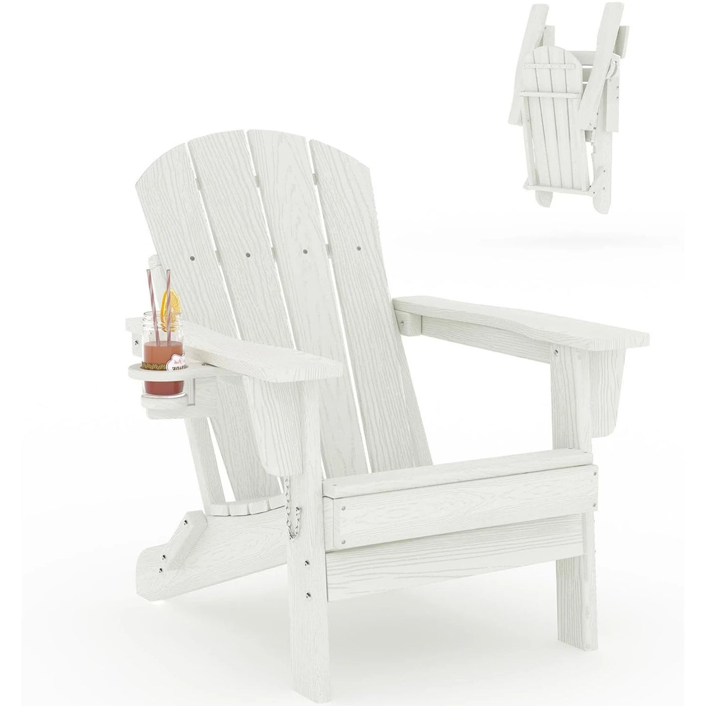 HiMISS Folding Adirondack Chair With Cup Holder