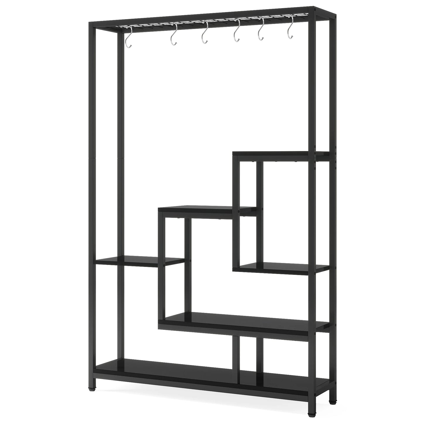 Tribesigns 5 Tiers Tall Indoor Plant Stand 70.9 inches Large Metal Plant Shelf with 10 PC S Hanging Hooks for Garden
