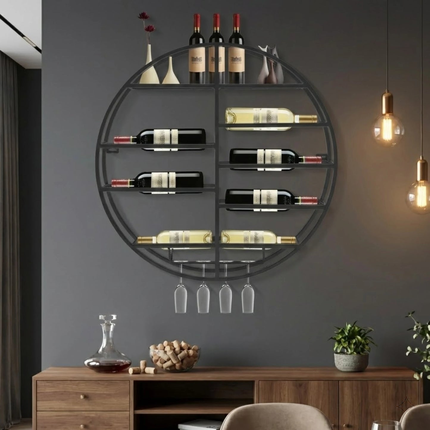 Bymaocar Iron Wall Mounted 7-Bottle Wine Rack Organizer