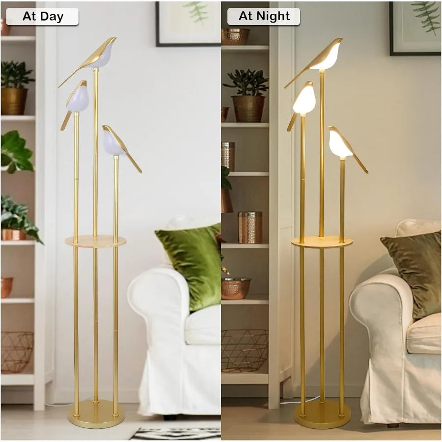 MDNG Modern Floor Lamp With Shelves And Adjustable LEDs