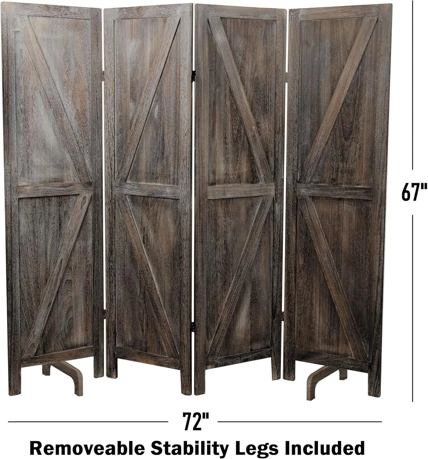 4-Panel Barn Door Room Divider Folding Privacy Screen