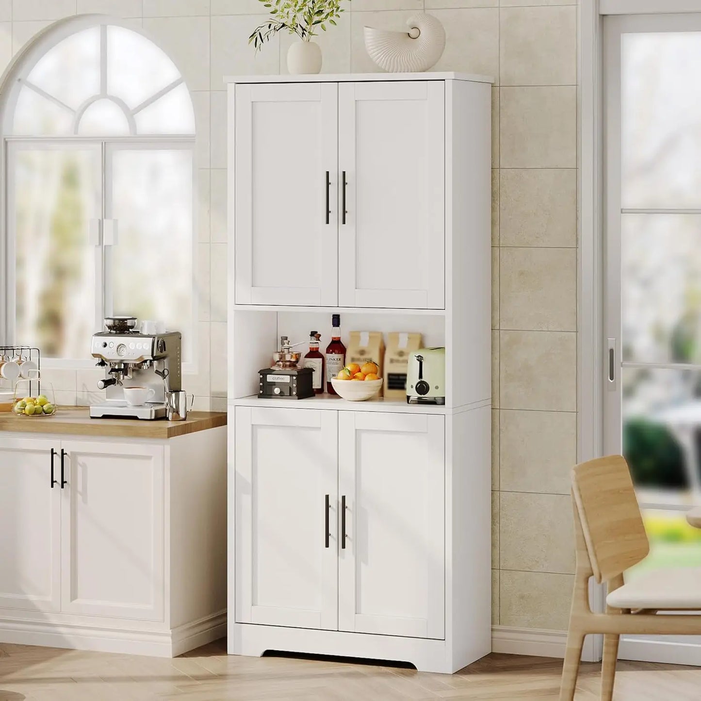 Studyset Freestanding Kitchen Pantry Cabinet With Adjustable Shelves