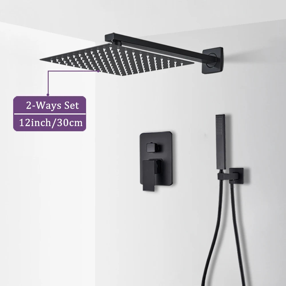 MYQualife Wall Mount Shower Faucet With Rainfall Mixer Sprayer