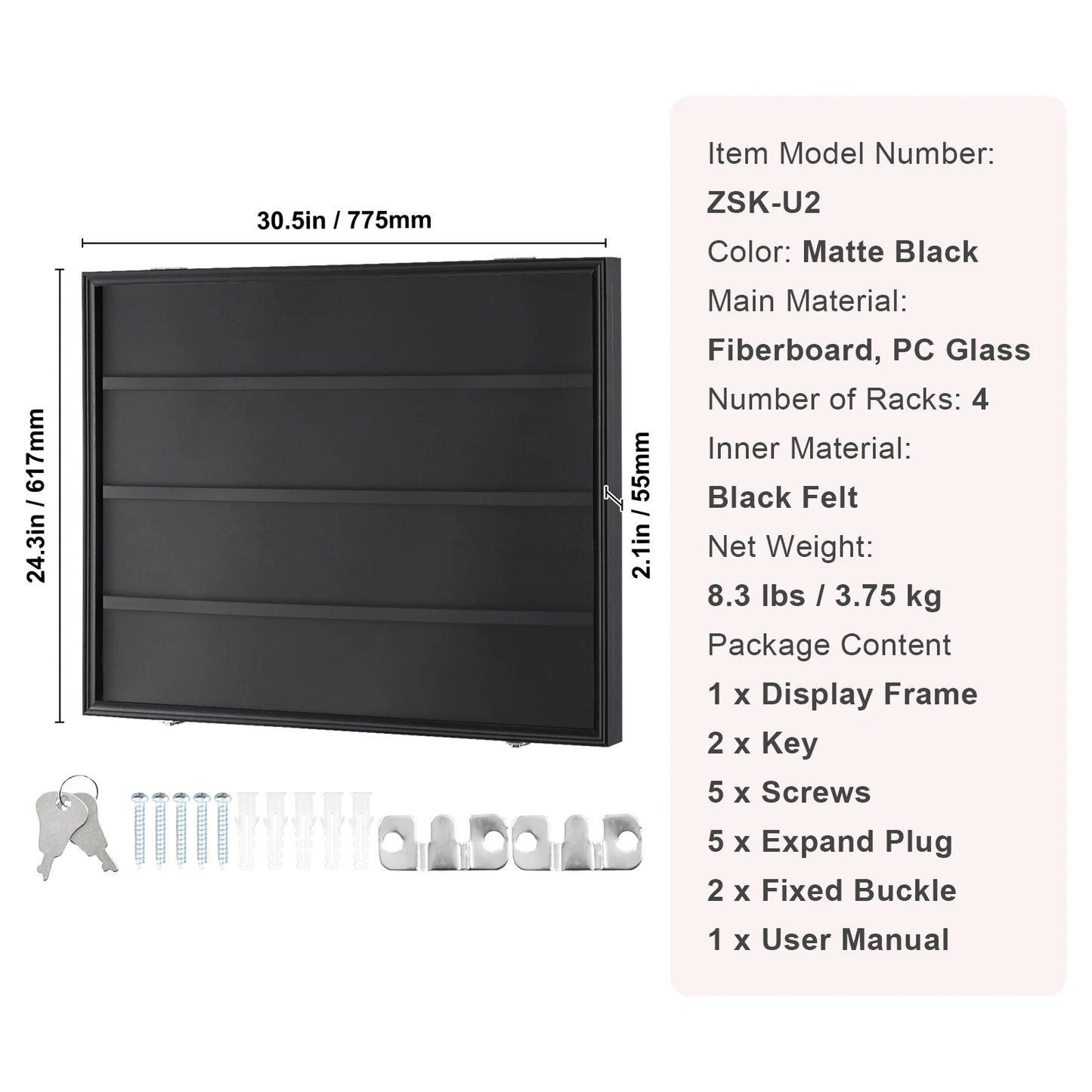 SucceBuy Lockable Sports Jersey Display Shadow Box With Uv Glass