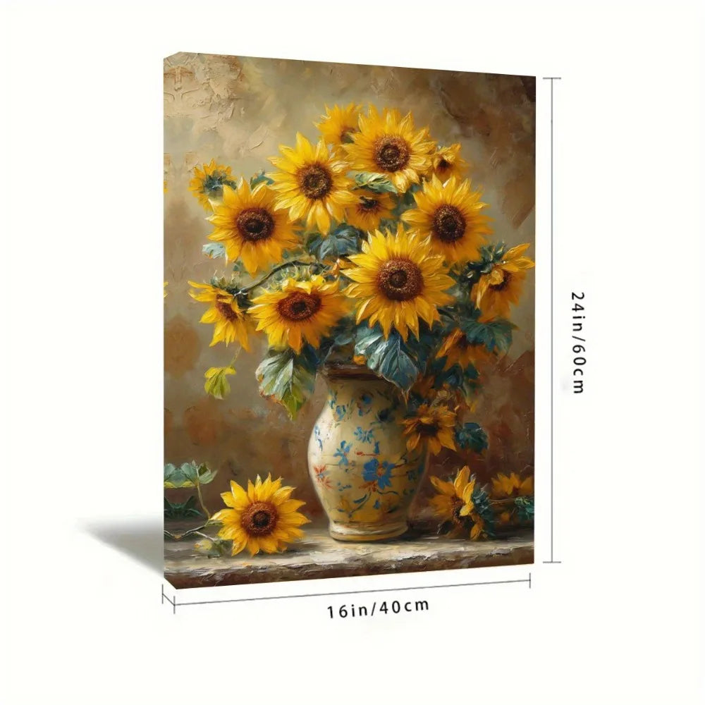 Art Deco Sunflower Canvas Print For Home Office Decor