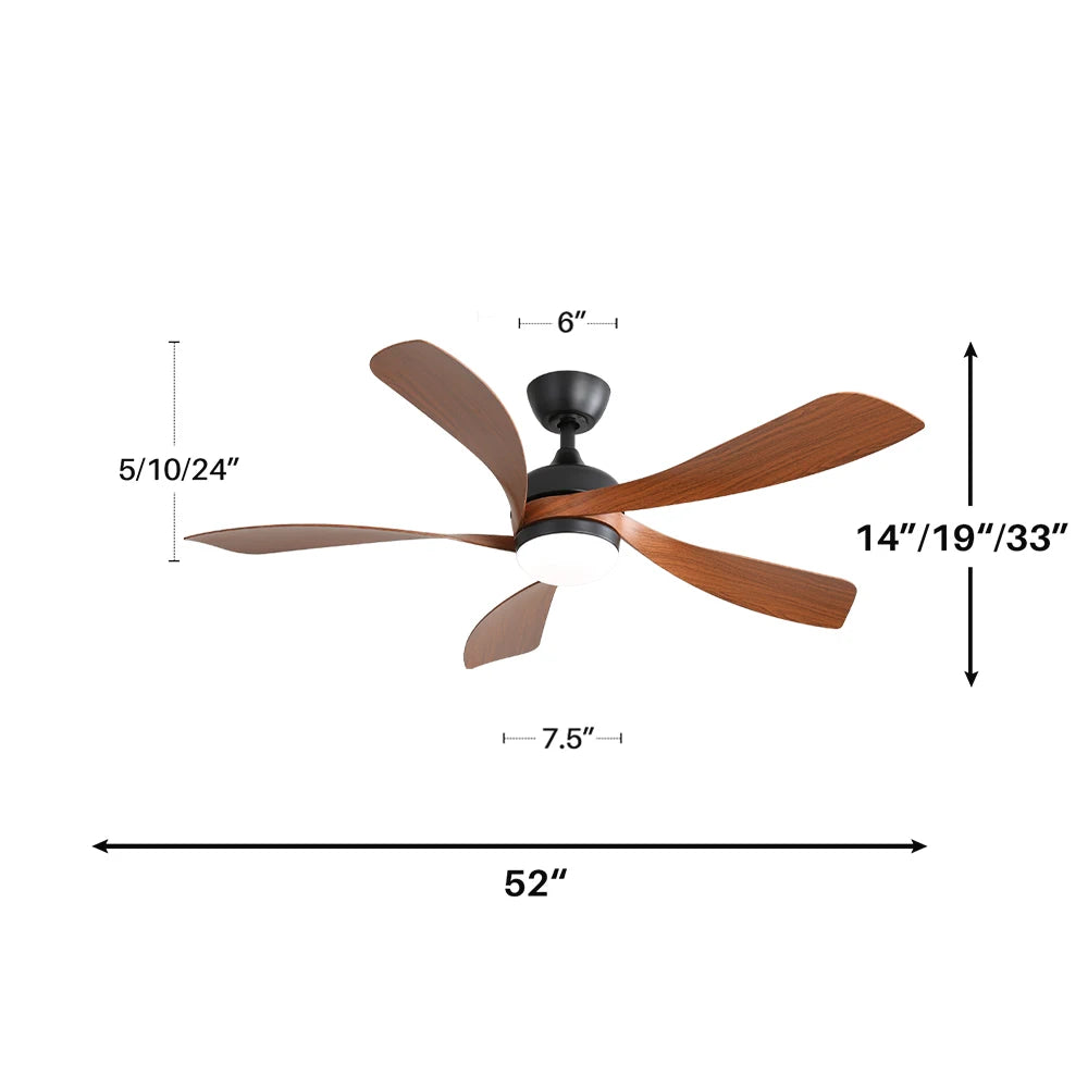 Sofucor 5-Blade LED DC Ceiling Fan With Remote Control