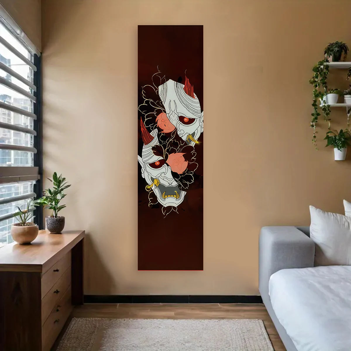 Japanese Ocean Waves Tapestry Red Sun Wall Decor Landscape Art