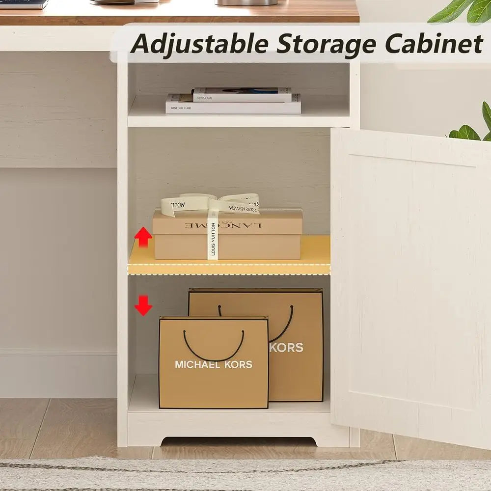 L Shaped Executive Desk With Storage And Power Outlets