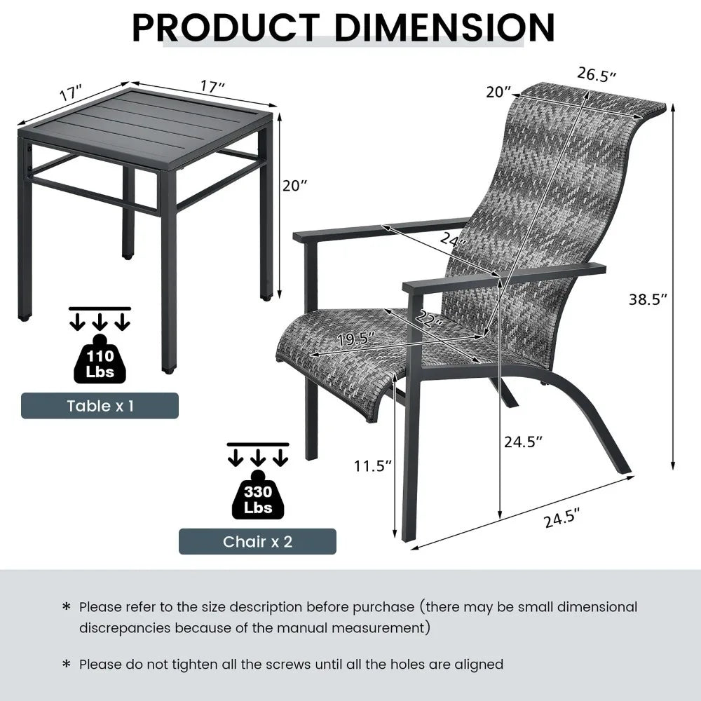 Rattan Bistro Chair Set With Table Outdoor Patio Furniture