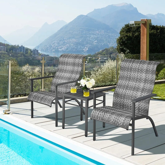 Rattan Bistro Chair Set With Table Outdoor Patio Furniture