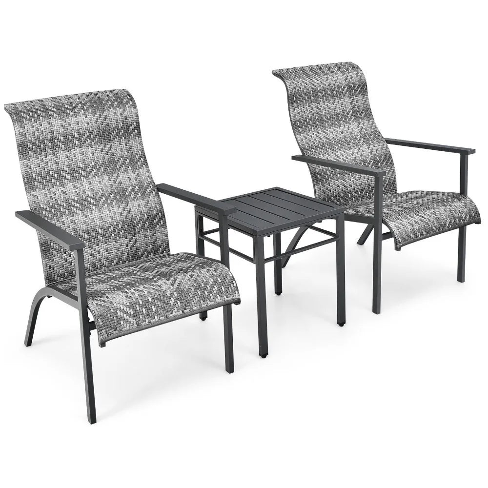 Rattan Bistro Chair Set With Table Outdoor Patio Furniture