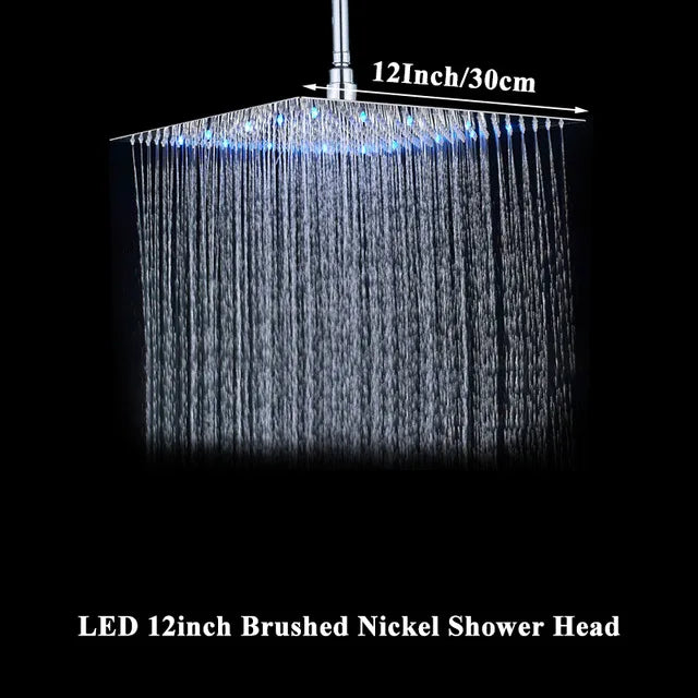 Wanmivezlo LED Rainfall Shower Head Square Brass