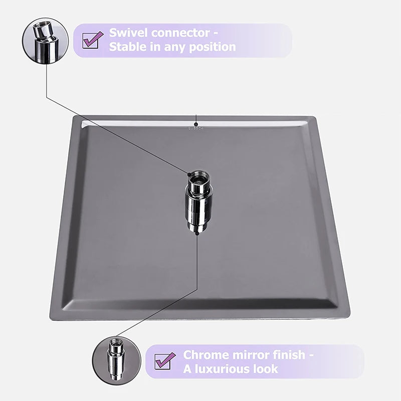Wanmivezlo LED Rainfall Shower Head Square Brass