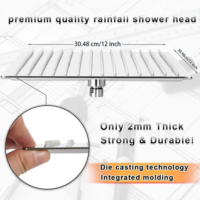Wanmivezlo LED Rainfall Shower Head Square Brass