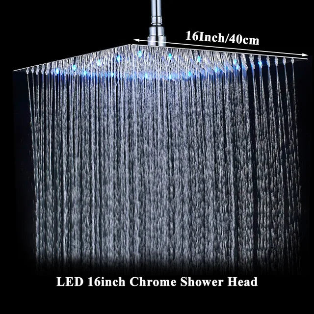 Wanmivezlo LED Rainfall Shower Head Square Brass