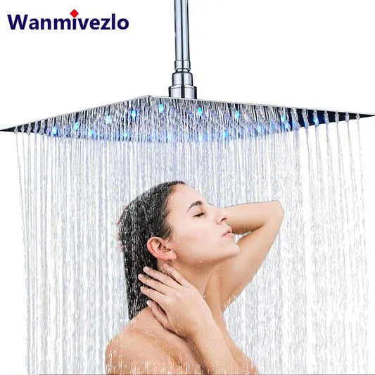 Wanmivezlo LED Rainfall Shower Head Square Brass
