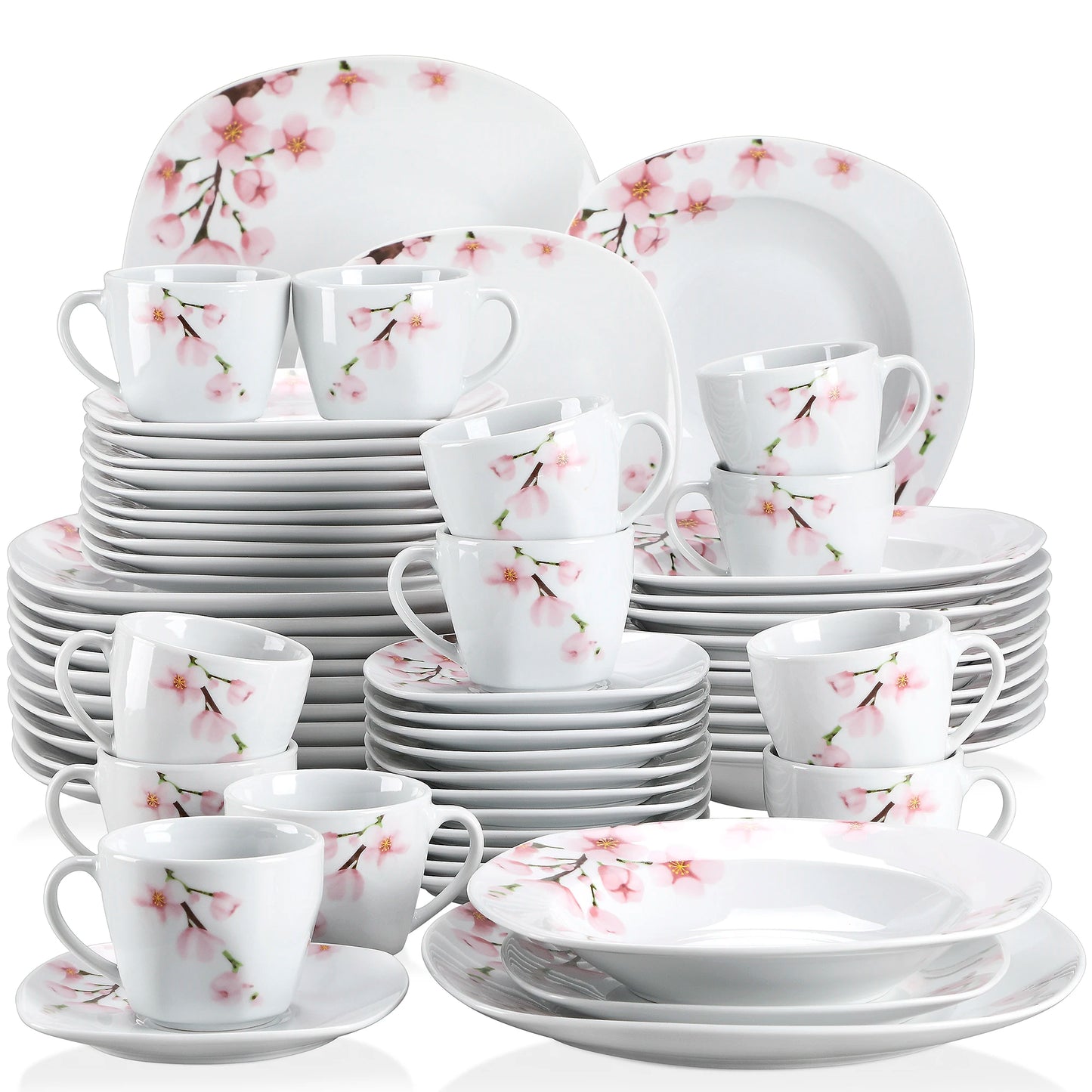 MALACASA Annie Porcelain Dinnerware Set With Plates And Cups