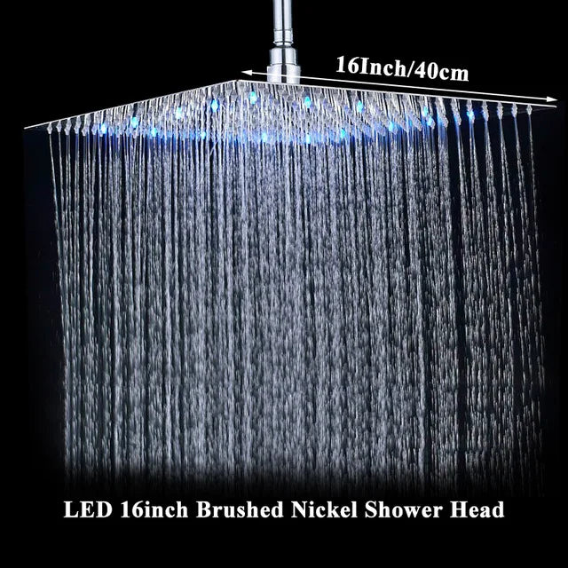 Wanmivezlo LED Rainfall Shower Head Square Brass