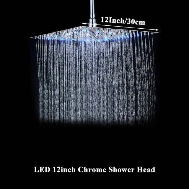 Wanmivezlo LED Rainfall Shower Head Square Brass