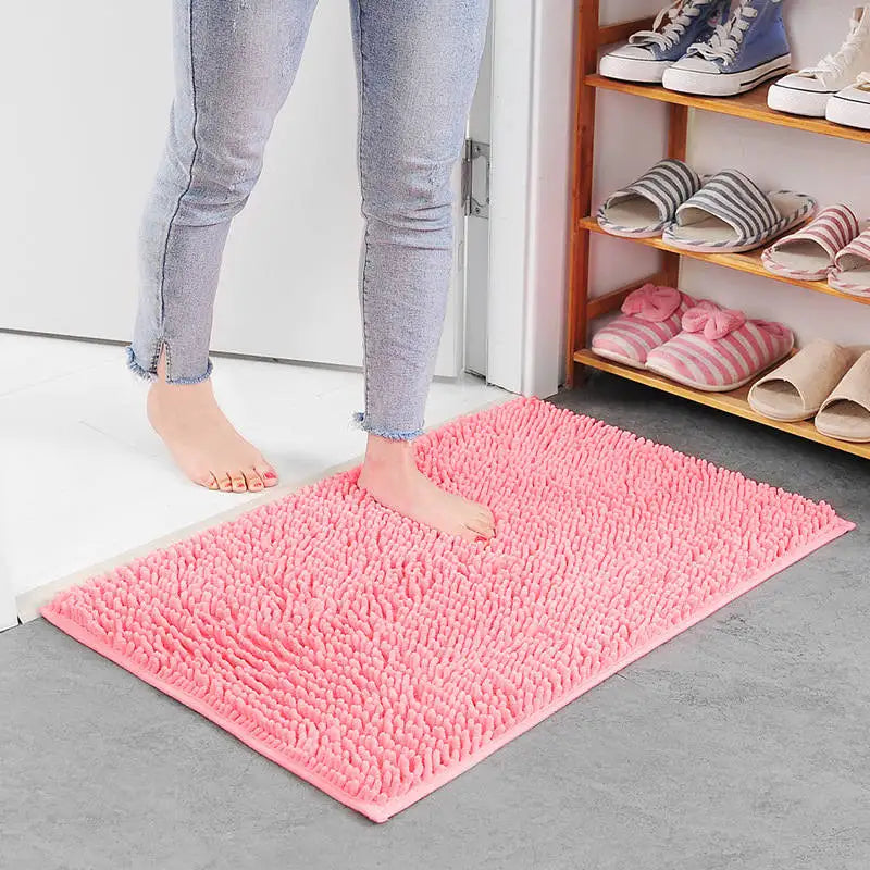 Chenille Bath Mat For Bathroom Absorbent Non Slip Rug