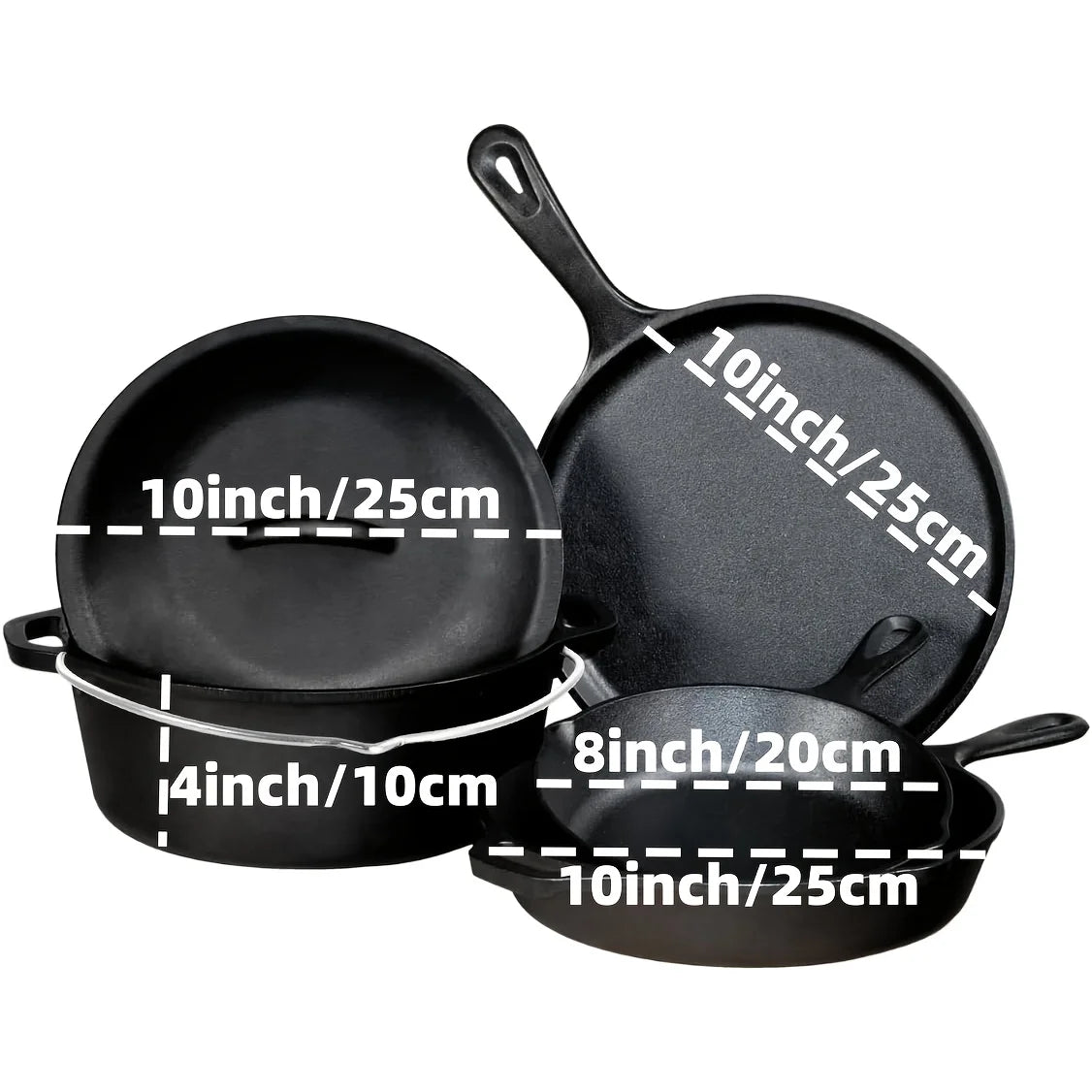 AEDG 3 Piece Cast Iron Skillet Set Nonstick Durable Pans