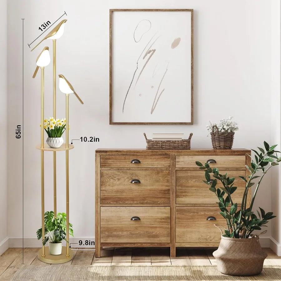 MDNG Modern Floor Lamp With Shelves And Adjustable LEDs