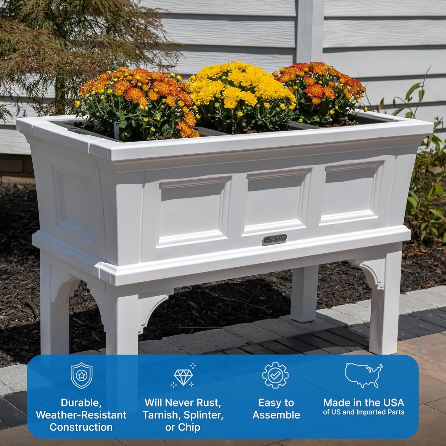 Durable Planter Box With Easy Drainage For Garden Or Patio