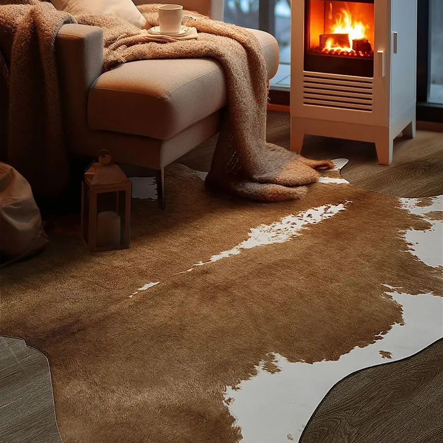 Premium Faux Cowhide Rug Cow Print Rustic Western Living Room