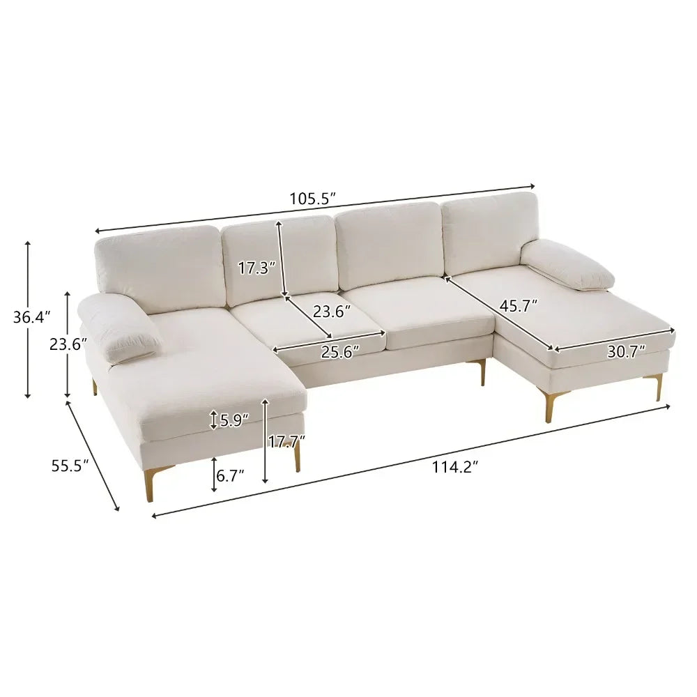U Shaped 4 Seat Indoor Modular Sofa for Living Room