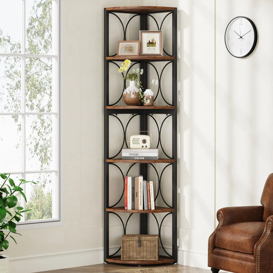 Tribesigns Six Tier Corner Shelf Bookcase Storage Unit