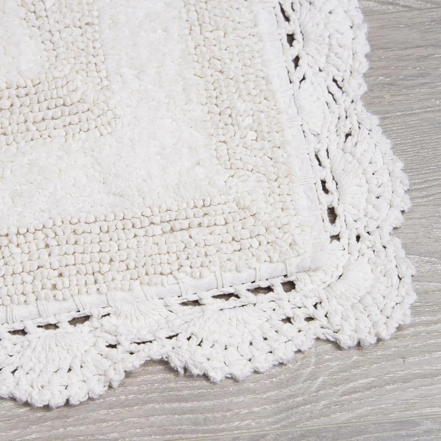 100 Percent Cotton Bath Mat Reversible Crochet Plush Absorbent Rug