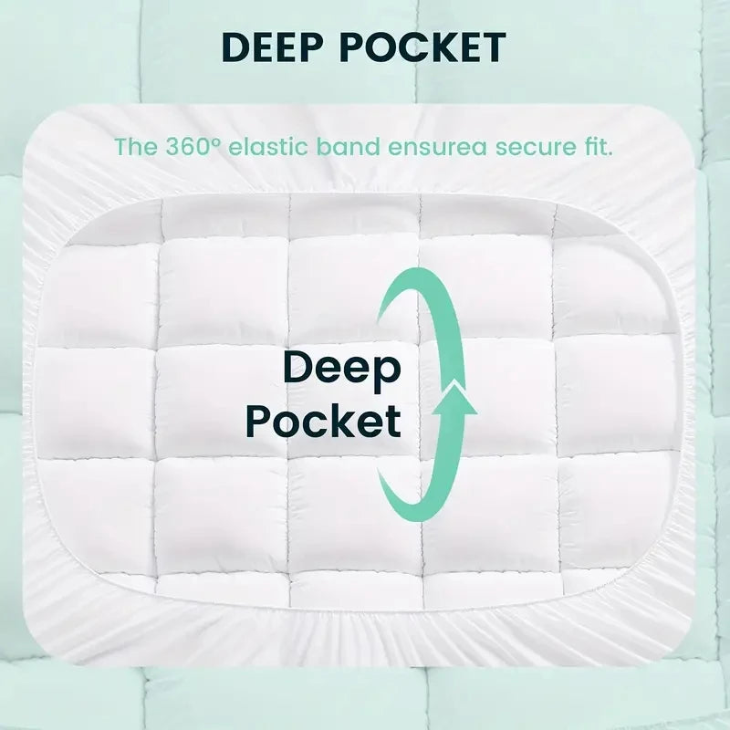HGETVE Extra Thick Mattress Covers Topper 1000Gsm Cooling Noiseless Breathable Fitted 8-21 Deep Pocket Machine Washable