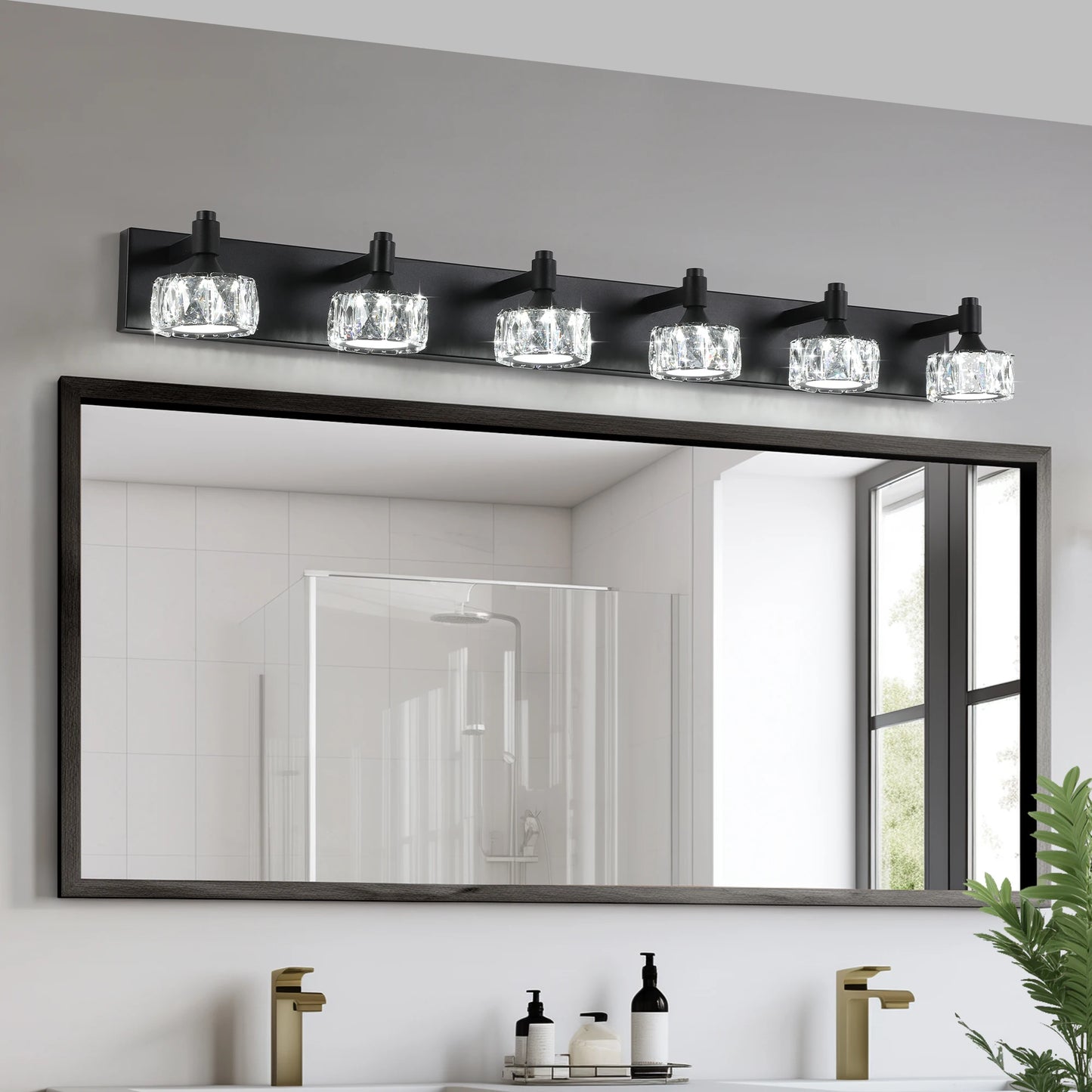ARLGSITE Modern LED Vanity Light 6 Light Matte Black Fixture