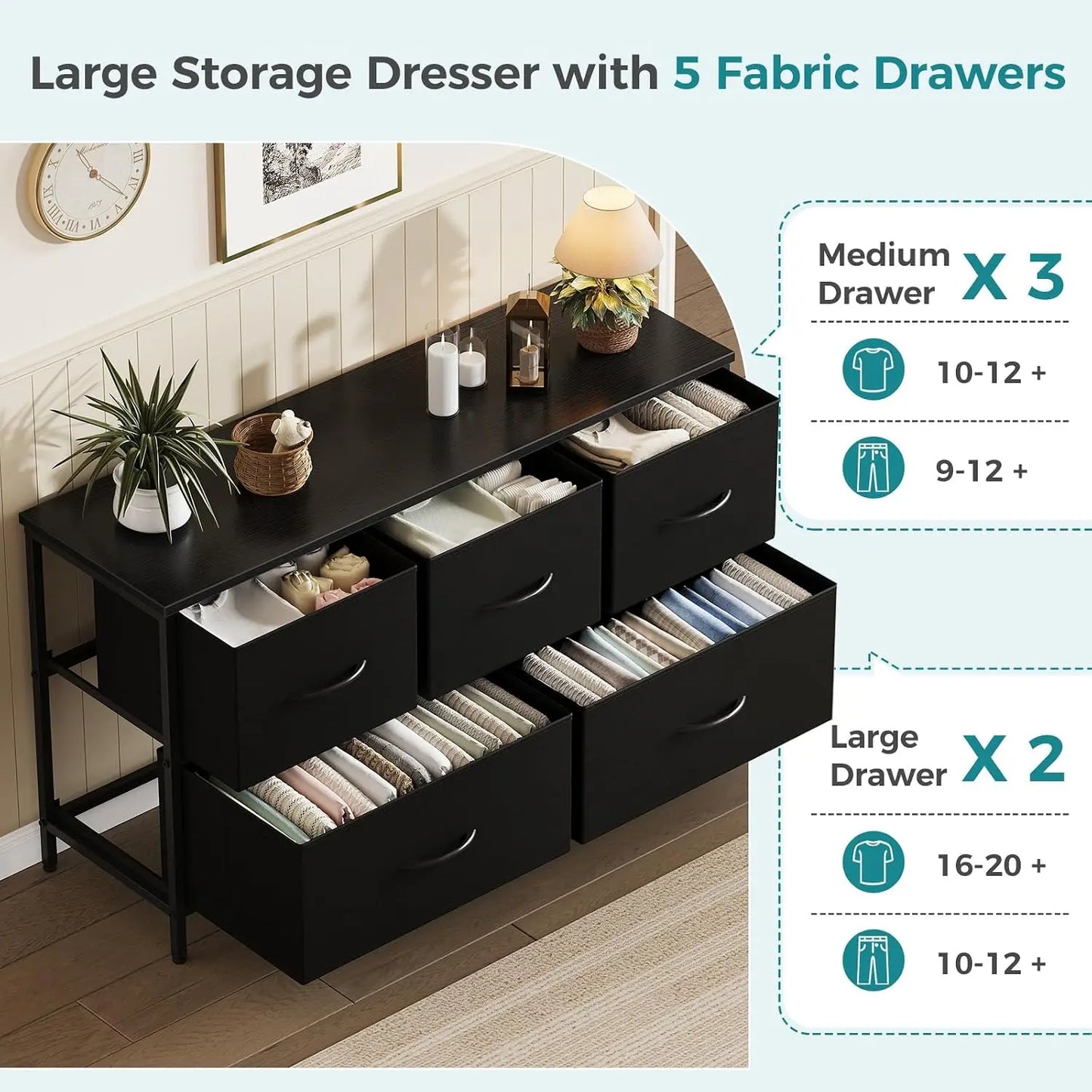 Frame 5 Drawer Dresser Bedroom Closet Organizer Furniture