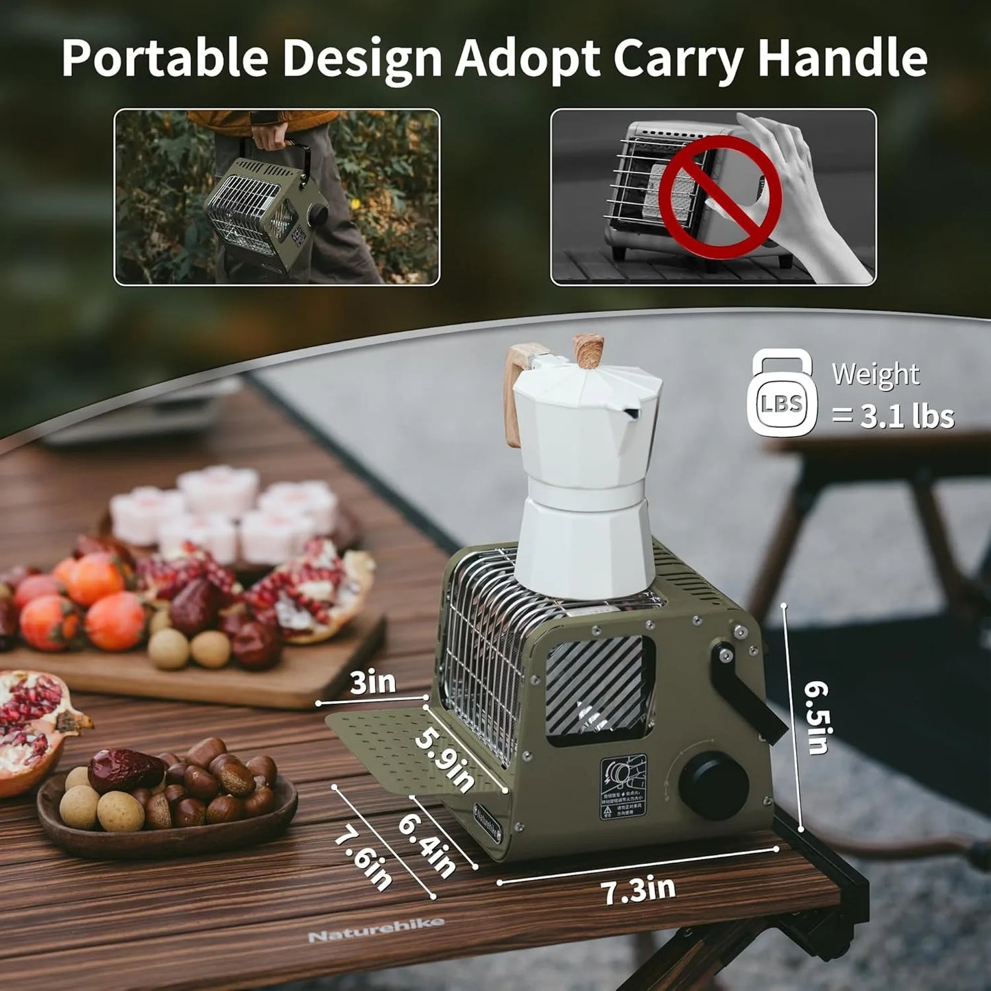 Naturehike Camp Heater Portable Space Heater for Indoor & Outdoor Use Camping Mini Cassette Heating Stove