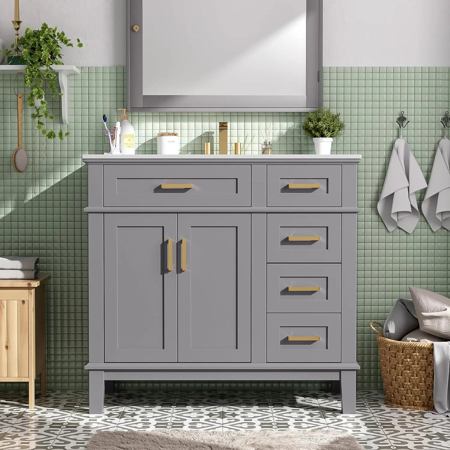 Bathroom Vanity With Sink Modern Wood Cabinet For Home